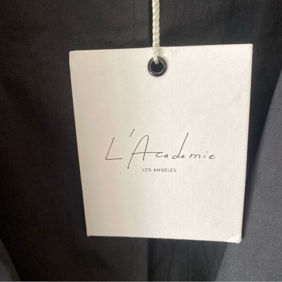 L’Academie Lindsi Lane The Draya Mini Dress Black cotton sash tie shirt Revolve - Picture 11 of 11